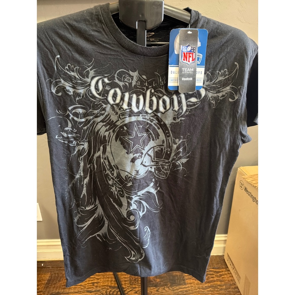 Reebok Dallas Cowboys NFL Graphic T-Shirt Mens Medium Black NWT Authentic